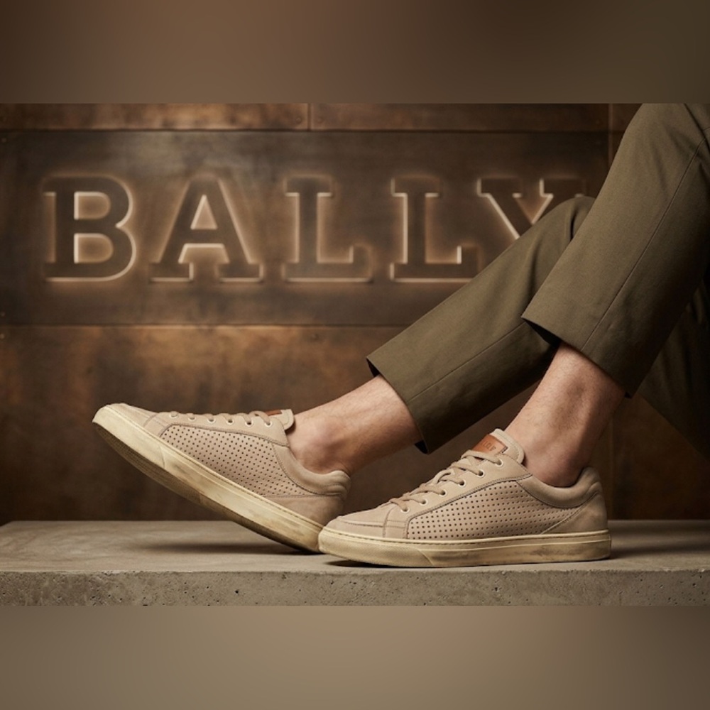Authentic Bally luxury designer men's leather sneakers tennis shoes size 10